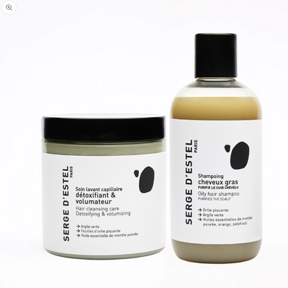 Traitement profond cheveux gras avec le soin lavant détoxifiant 250g